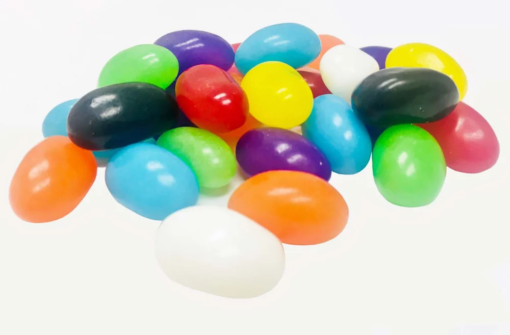 175g de bonbons Jelly Beans avec étiquette en couleur complète