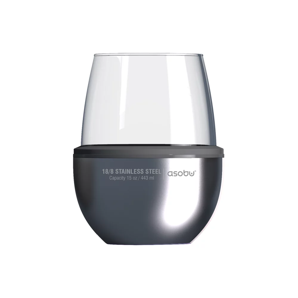 Asobu® Insulated Wine Cooler with Stemless Wine Glass Included