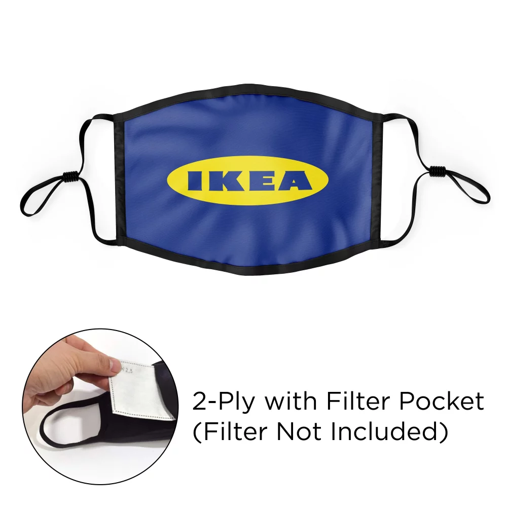 Mask - Flat 2 Ply With Pocket Cotton Silkscreened Adjustable Adult