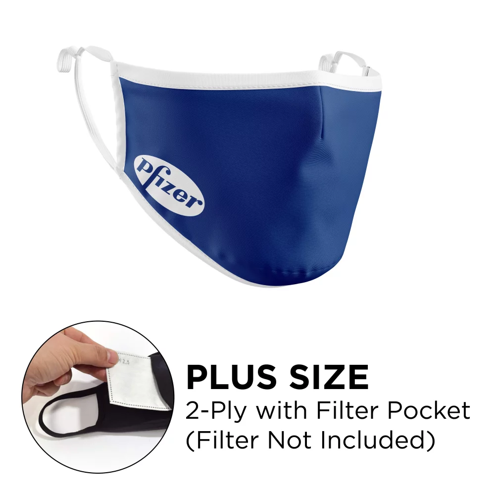 Mask - 3D 2 Ply With Pocket Cotton Silkscreened Adjustable Plus