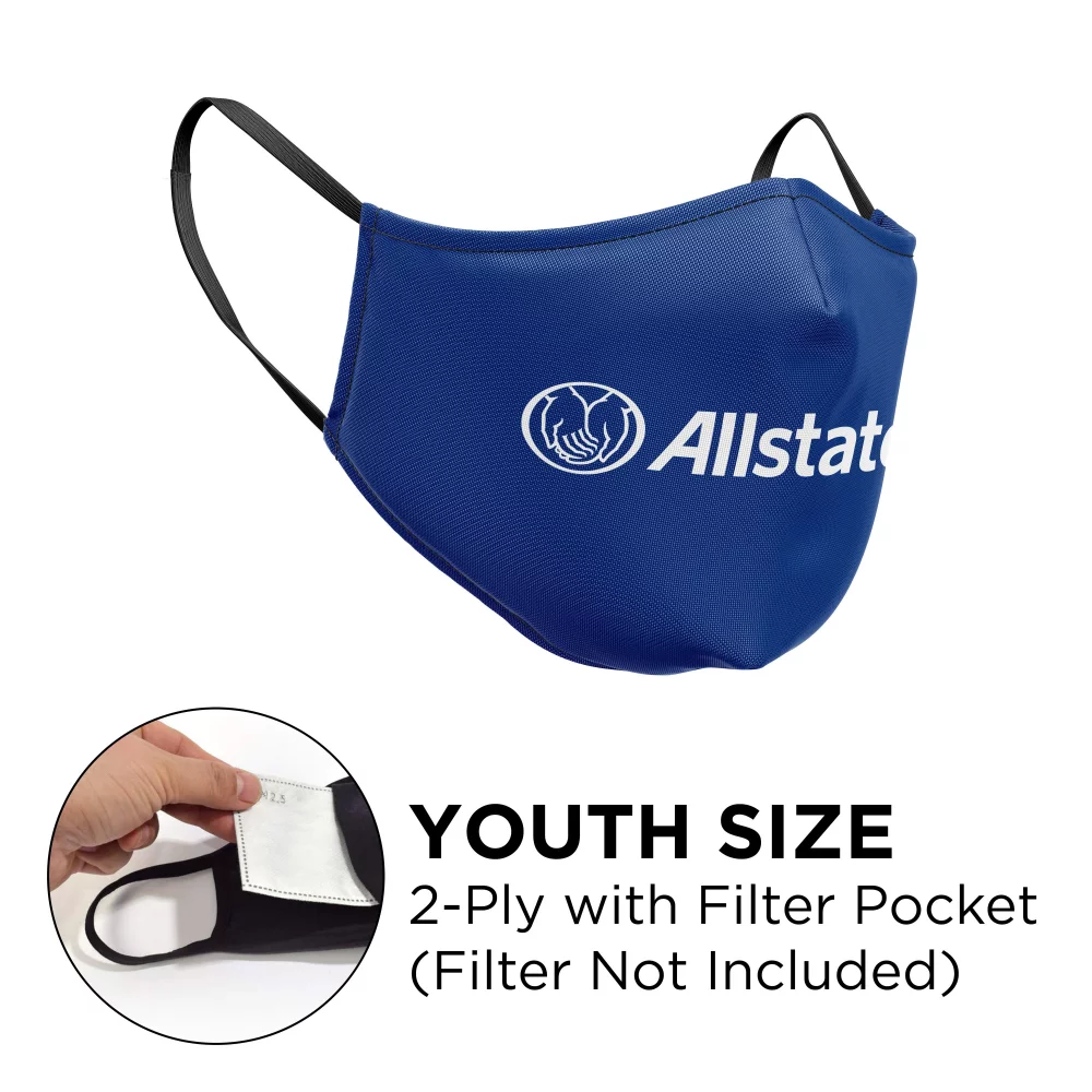 Masque - 3D (Sans Piping) 2 Plis en Coton avec Poche Sérigraphié pour Jeunes avec Élastiques Fixes