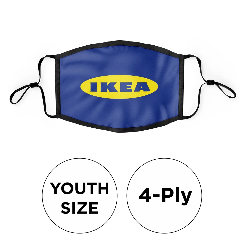 Mask - Flat 4 Ply Cotton Silkscreened Adjustable Youth