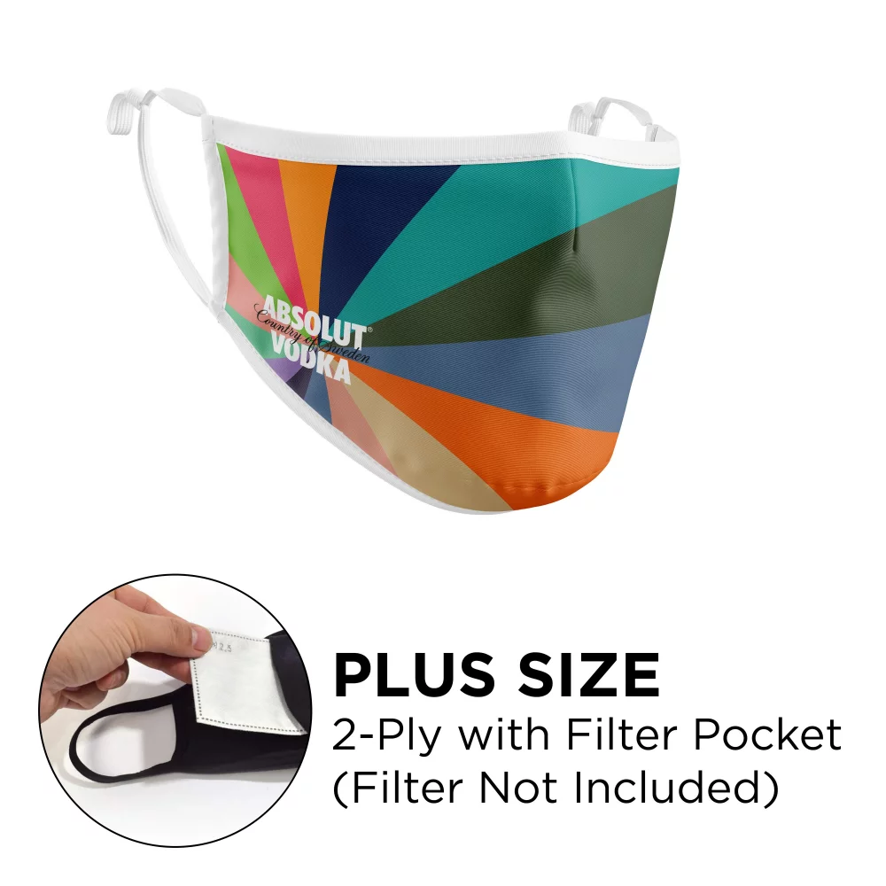 Masque - 3D 2 plis avec poche en polyester de couleur pleine, ajustable aux oreilles, taille plus