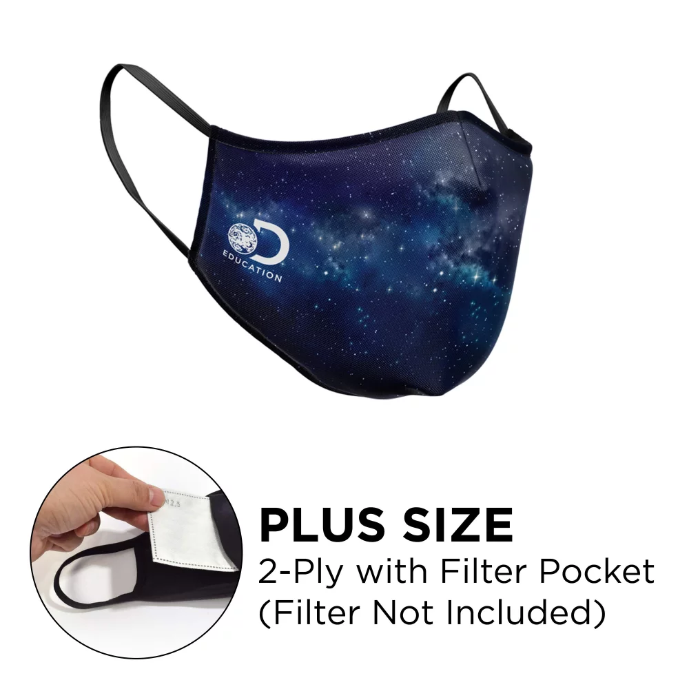 Masque - 3D 2 plis avec poche en polyester couleur pleine taille plus avec oreilles fixes.