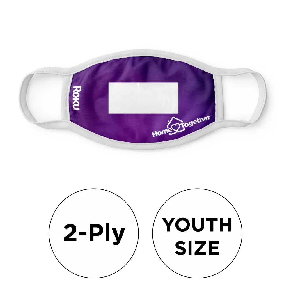 Masque avec fenêtre en PVC 2 plis en polyester à couleur pleine pour jeunes fixe