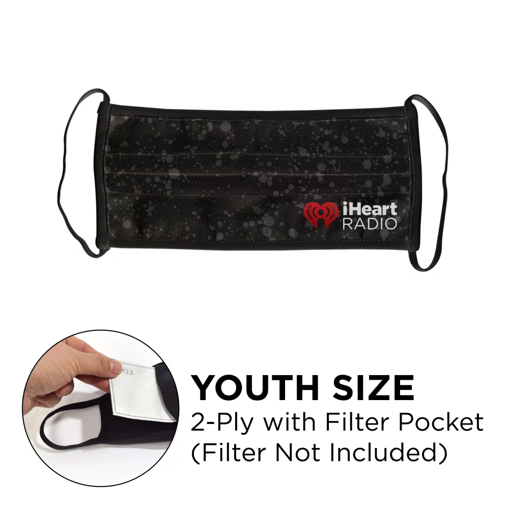 Mask - Pleated 2 Ply With Pocket Full Color Polyester Fixed Youth