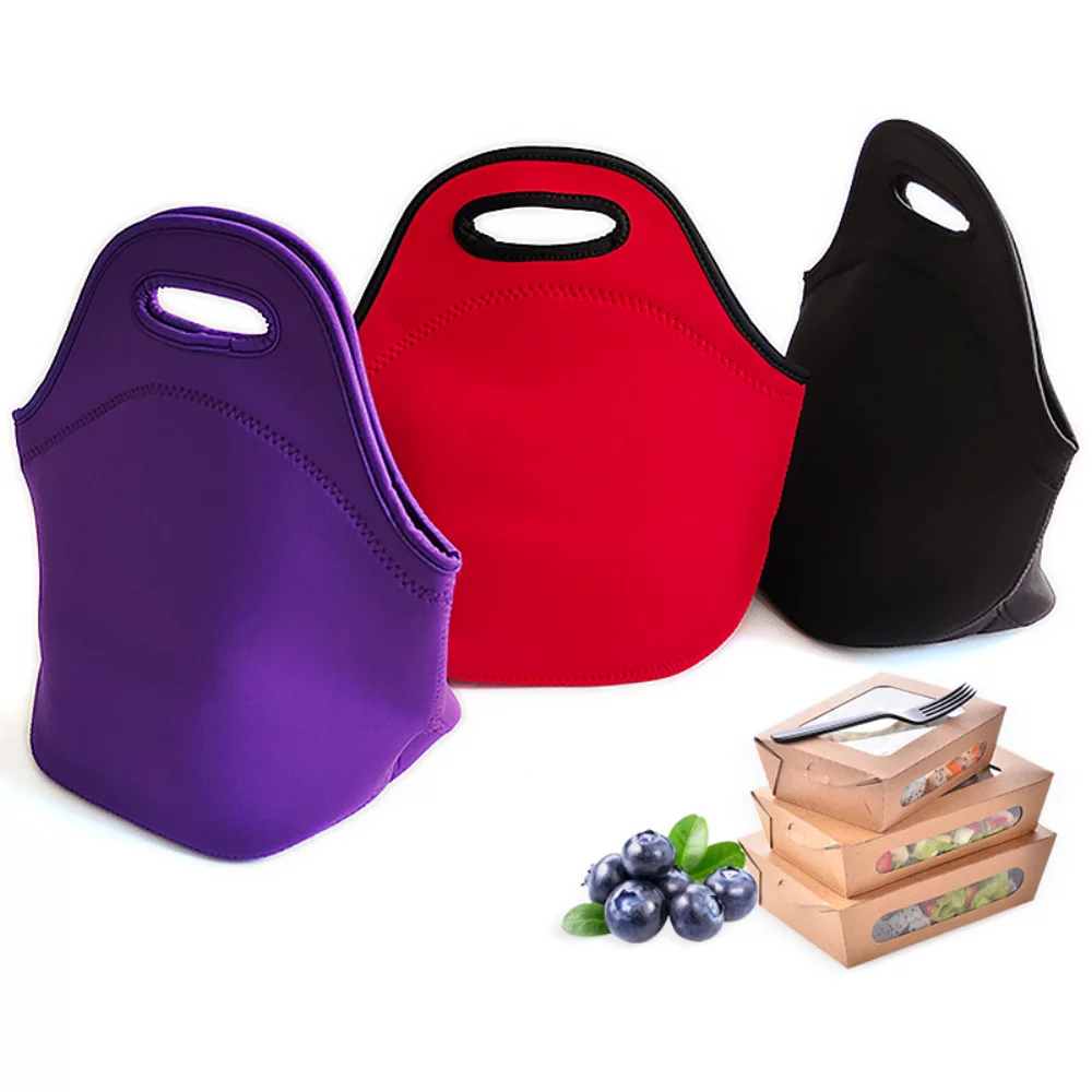 Grand sac à lunch en néoprène de couleur vive