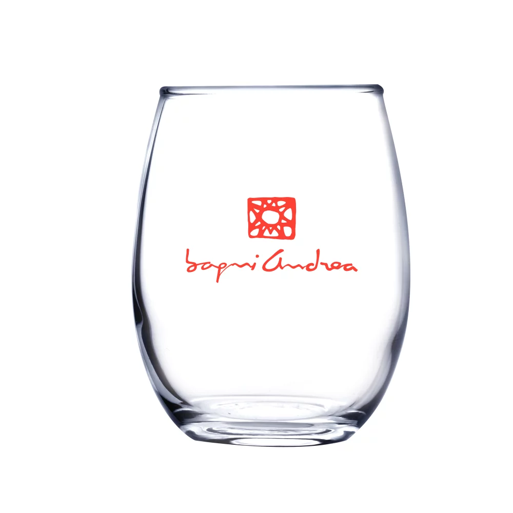 9 Oz. Stemless White Wine Glass (Screen Printed)