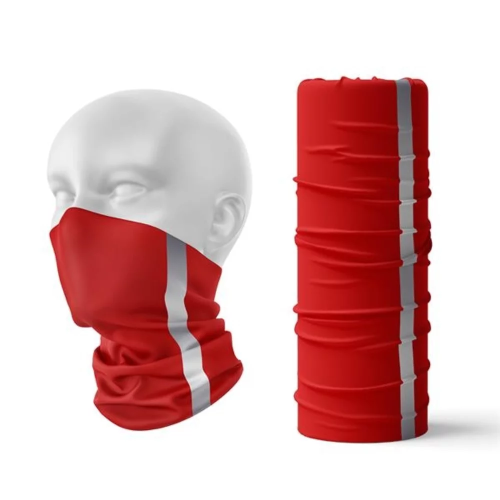 Bandana tubulaire de couleur complète avec bande réfléchissante d'un côté