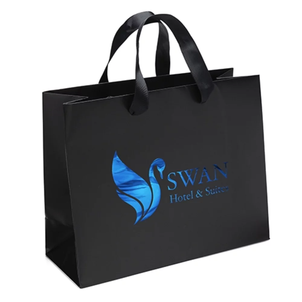 Victoria™ Ribbon Handle Matte Eurotote Bag (Foil Print)