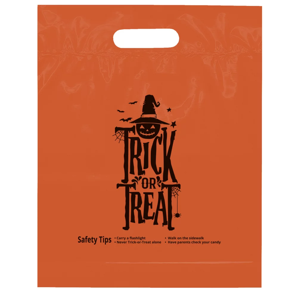 Trick or Treat Orange Die Cut Handle Halloween Bags