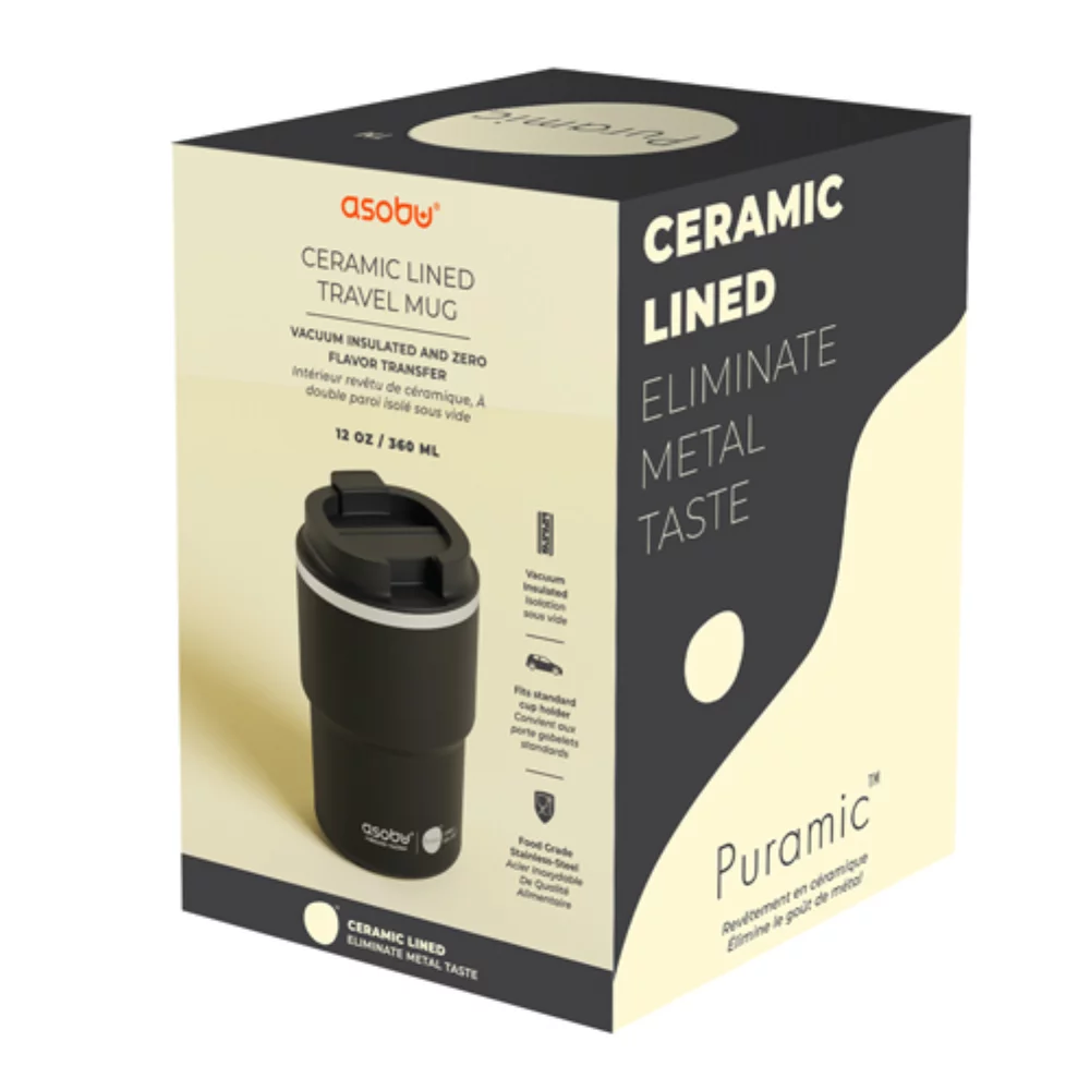 Gobelet isotherme sous vide Asobu® Coffee Express de 12 oz avec intérieur en céramique revêtu