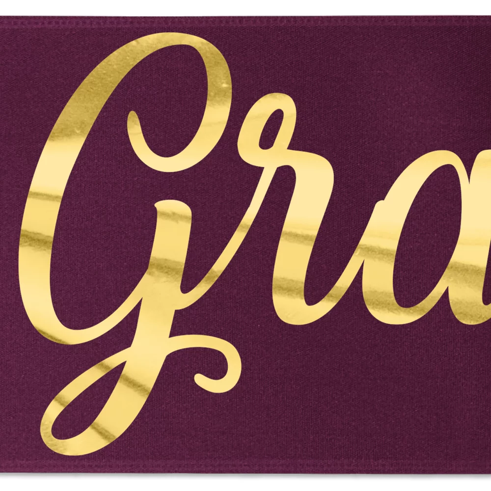 Ruban de satin de 8" avec badge (Brillance - Finition spéciale)