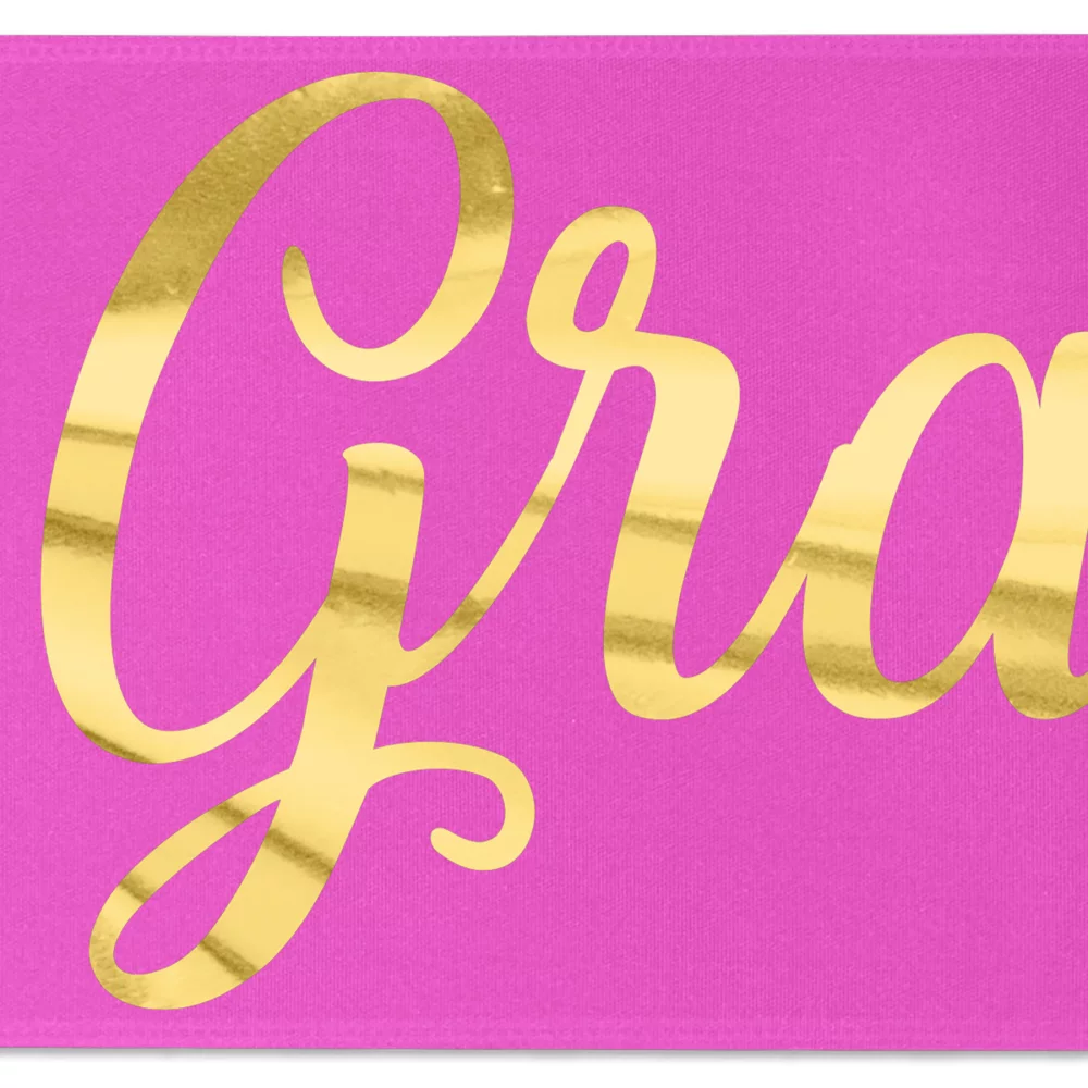 Ruban de satin de 8" avec badge (Brillance - Finition spéciale)