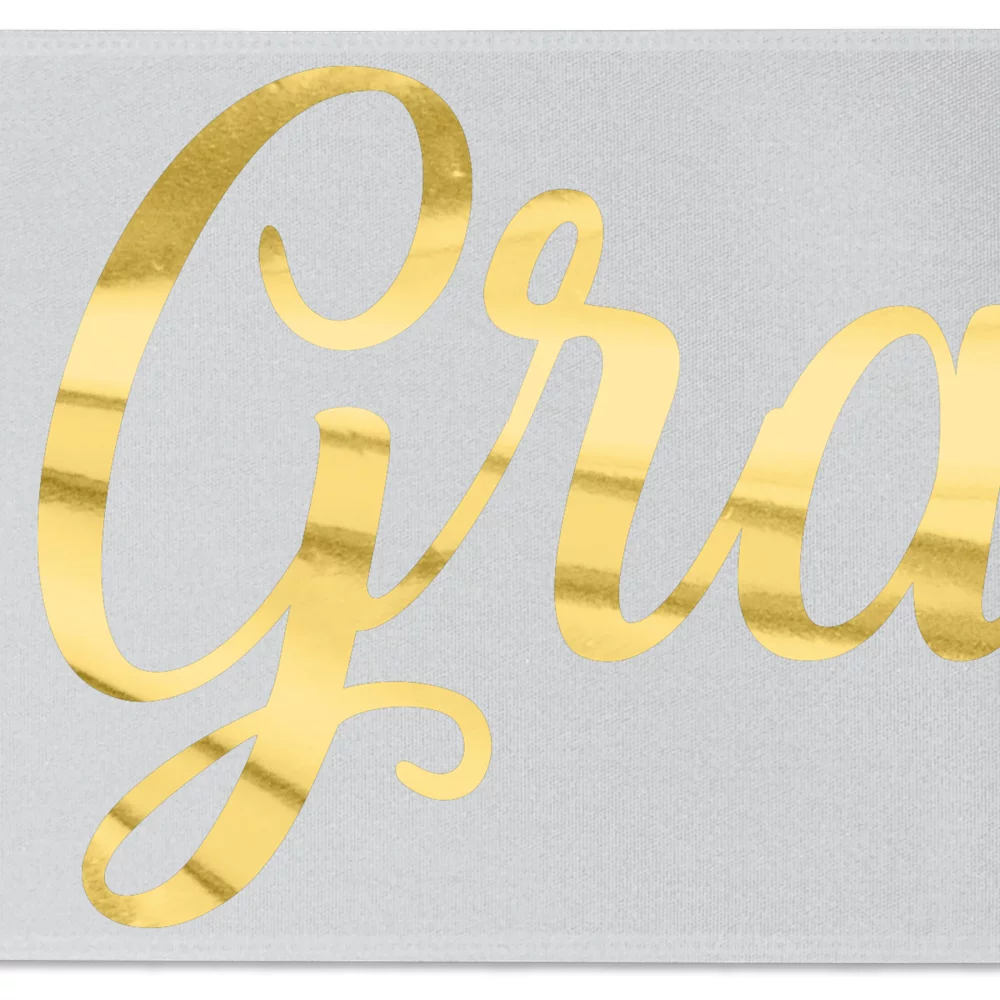 Ruban de satin de 8" avec badge (Brillance - Finition spéciale)