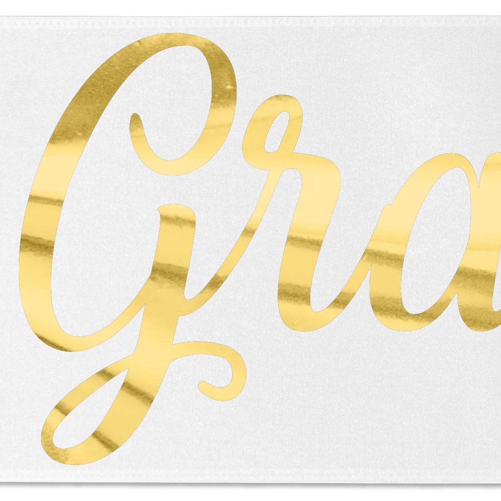 Ruban de satin de 8" avec badge (Brillance - Finition spéciale)