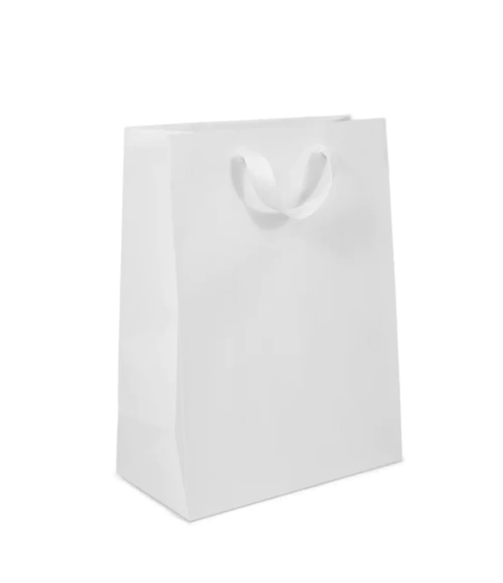 Cotton Twill White Handle Gift Bag w/Digital Print (10"x5"x13")