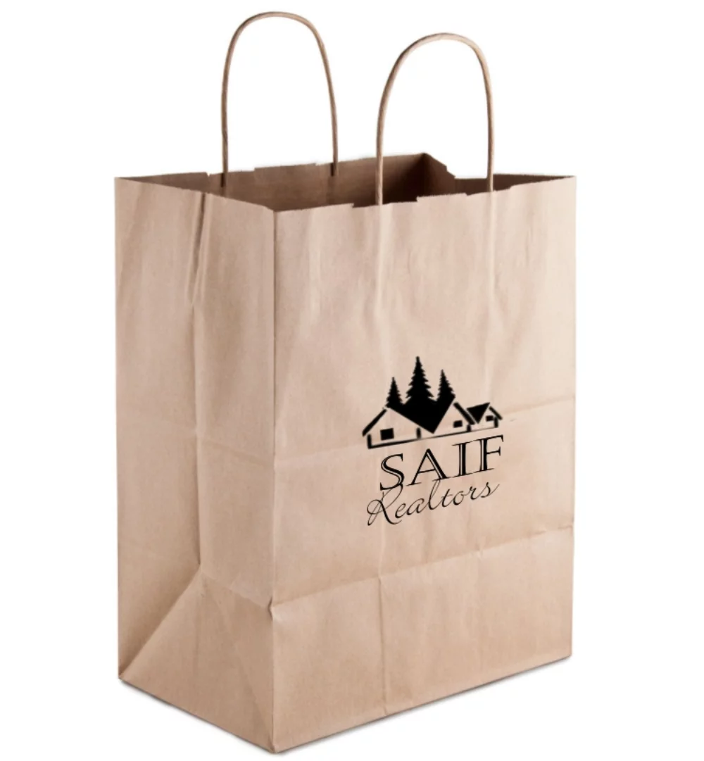 Sac de magasinage en papier kraft naturel recyclé 1C1S (10"x5"x13")