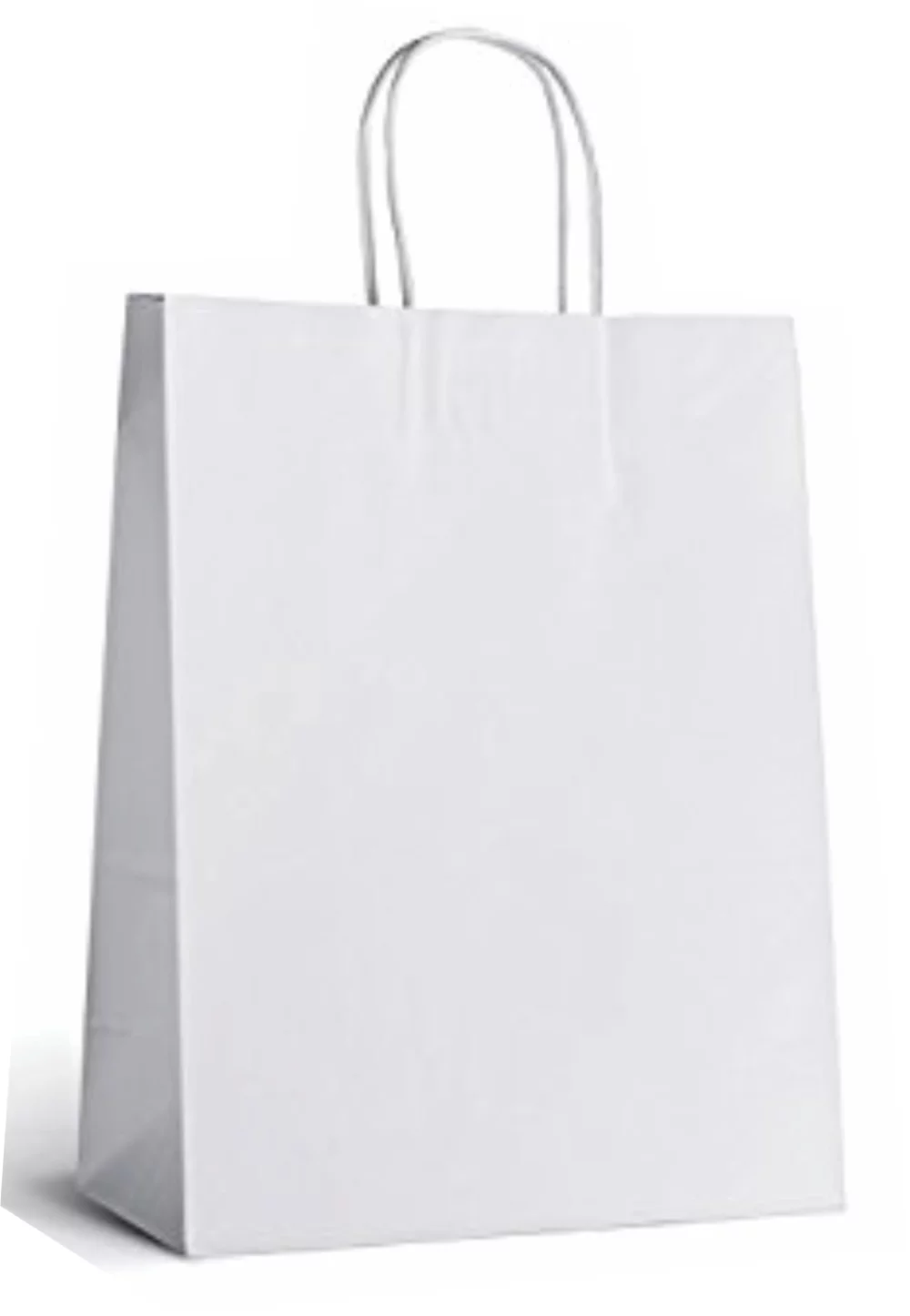 Sac de magasinage en papier kraft blanc recyclé 2C1S (10"x5"x13")