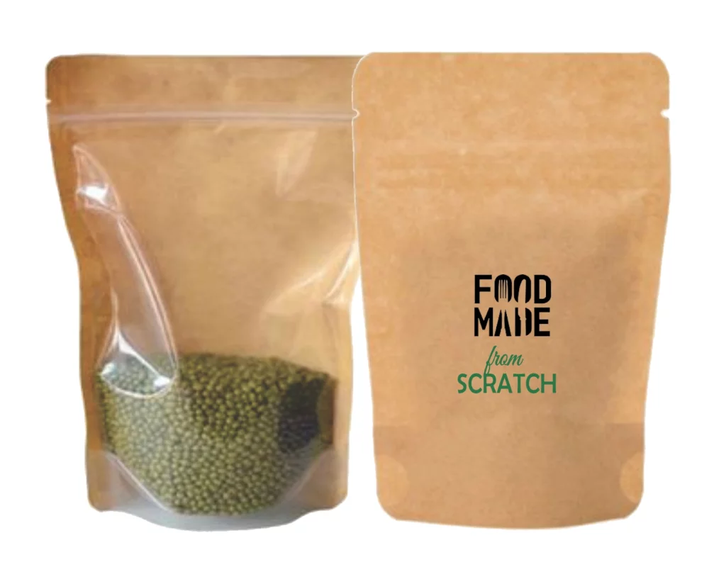 Clear/Kraft Paper Stand Up Pouch w/Zipper Seal 2C2S (5.12"x8.27"x3.15")