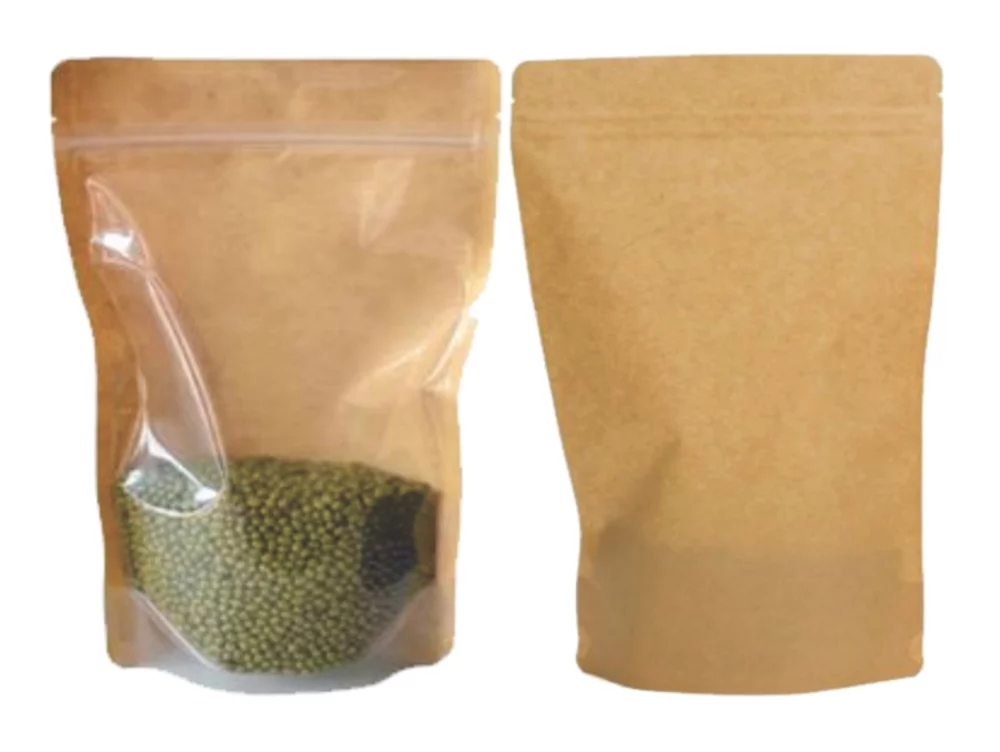 Clear/Kraft Paper Stand Up Pouch w/Zipper Seal 1C2S (6.69"x9.84"x3.54")