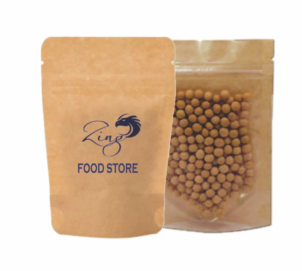 Clear/Kraft Paper Stand up pouch w/Zipper Seal 1C2S (6.3"x9.05"x3.54")