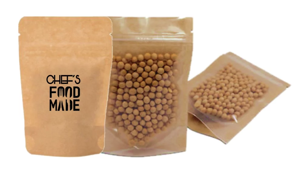 Clear/Kraft Paper Stand Up Pouch w/Zipper Seal 1C2S (6.69"x9.84"x3.54")