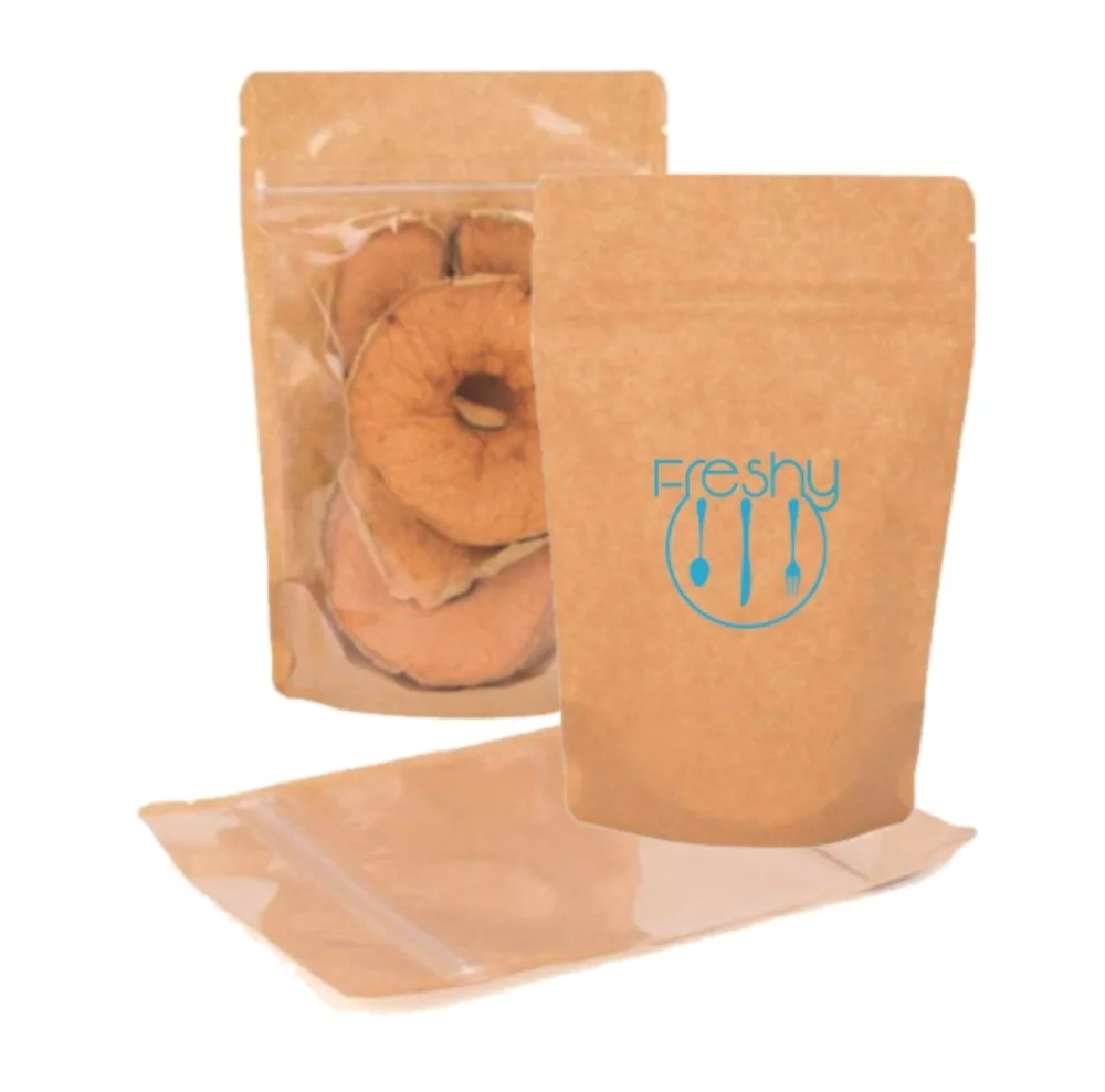 Clear/Kraft Paper Stand Up Pouch w/Zipper Seal 1C2S (7.48"x10.43"x4.33")
