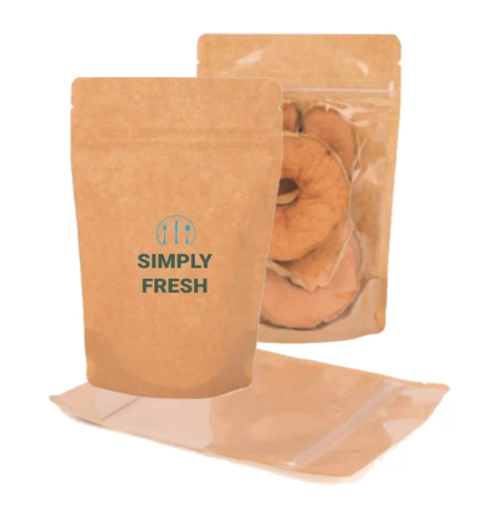 Clear/Kraft Paper Stand Up Pouch w/Zipper Seal, 2C2S (7.48"x10.43"x4.33")