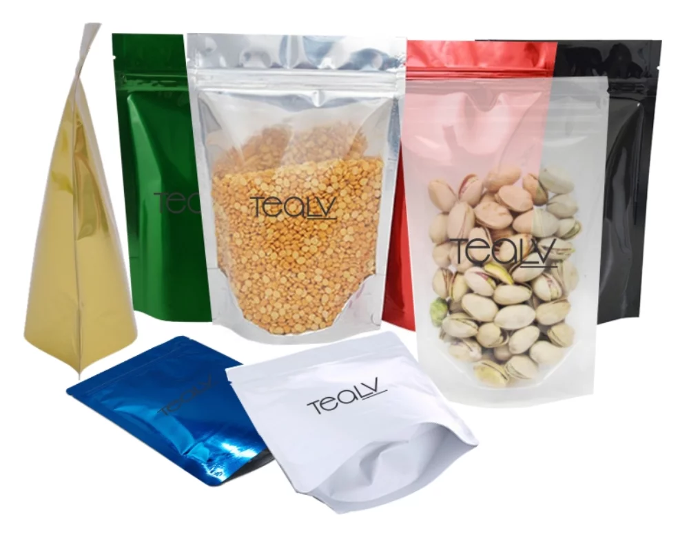 Clear Or Opaque Plastic Stand Up Pouch w/Zipper Seal, 1C2S (5.12"x8.27"x3.15")