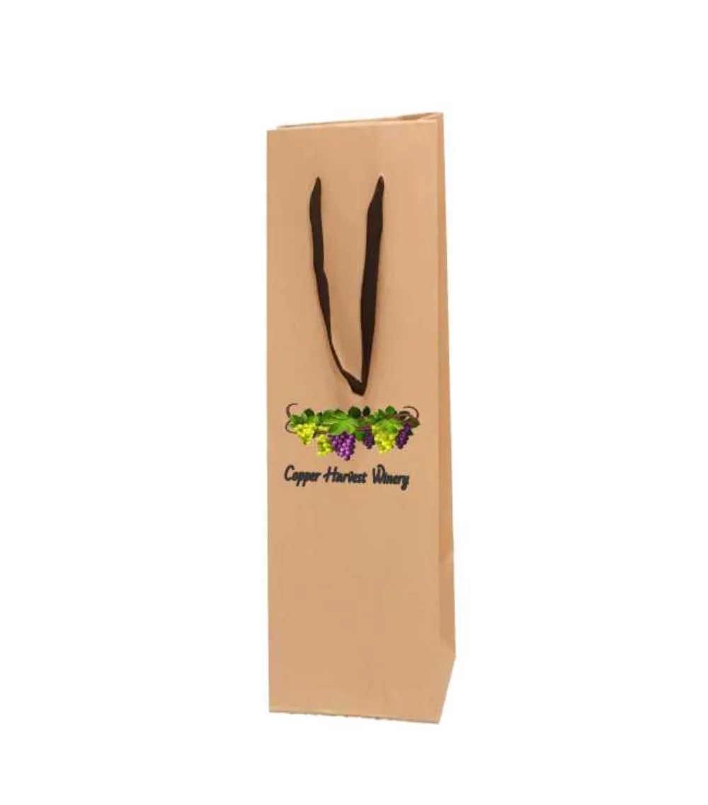 Cotton Twill Kraft Handle Gift Bag w/Digital Print (4.5"x4.5"x15")