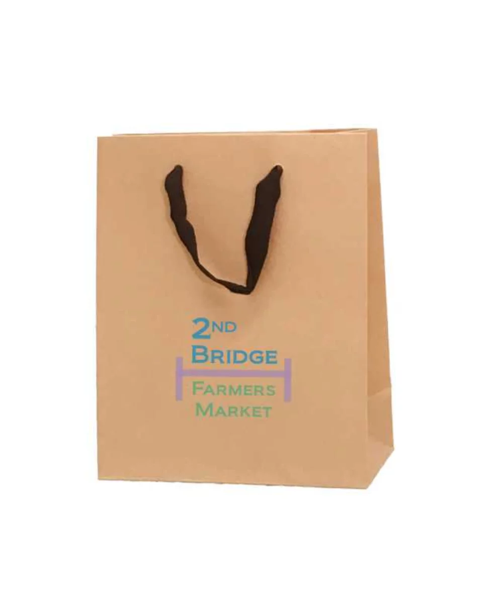 Cotton Twill Kraft Handle Gift Bag w/Digital Print (8"x4"x10")