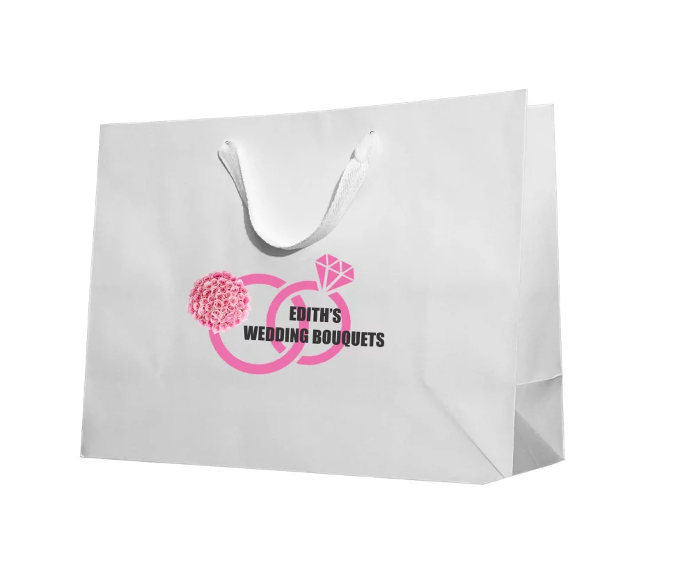 Cotton Twill White Handle Gift Bag w/Digital Print (16"x6"x12")