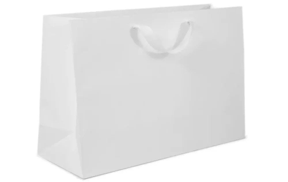Cotton Twill White Handle Gift Bag w/Digital Print (16"x6"x12")