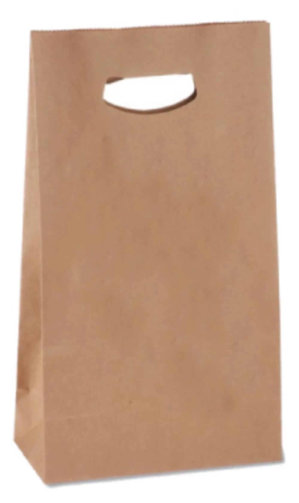 Natural Kraft Die Cut Handle Paper Bag w/Digital Print (8"x4"x13 5/8")