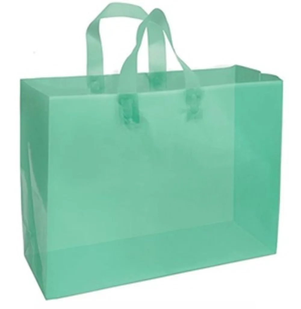Colored Frosted Plastic Soft Loop Shopping Bag 2C1S (16"x6"x12.5")