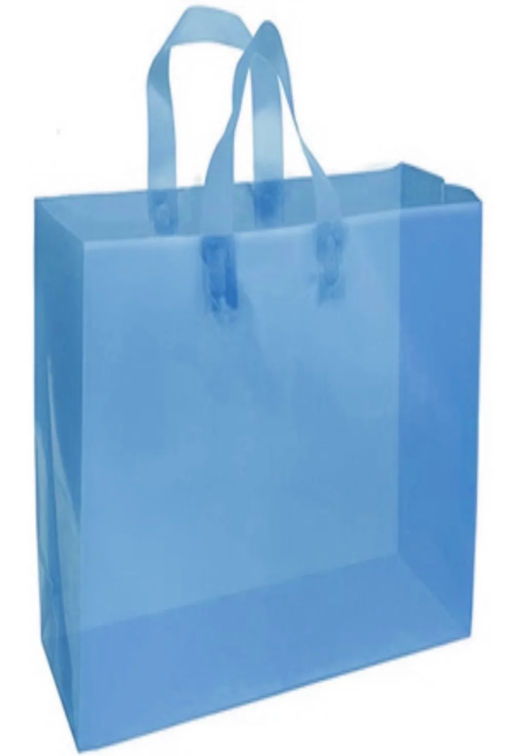 Colored Frosted Plastic Soft Loop Shopping Bag 1C1S (16"x6"x18" )