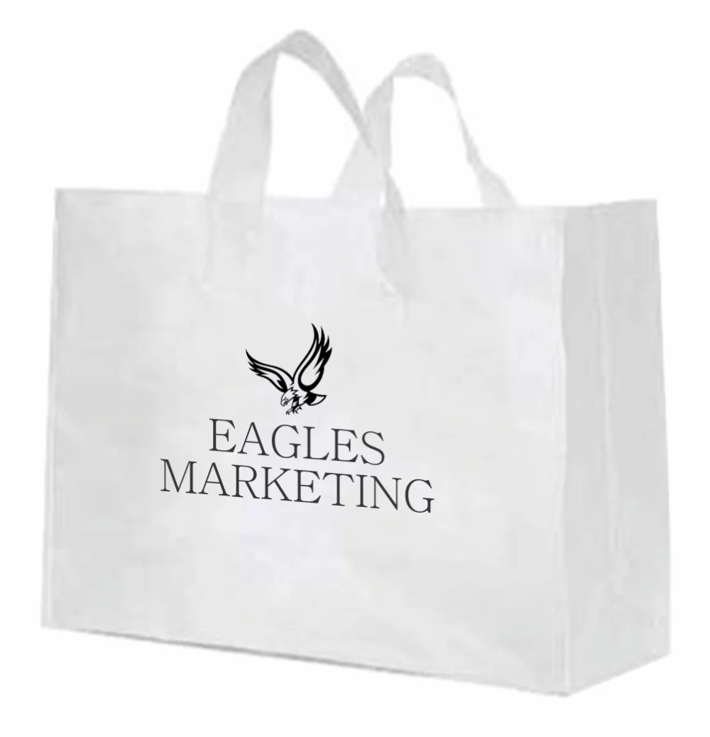 Natural Frosted Plastic Soft Loop Shopping Bag 1C1S (16"x6"x12.5")