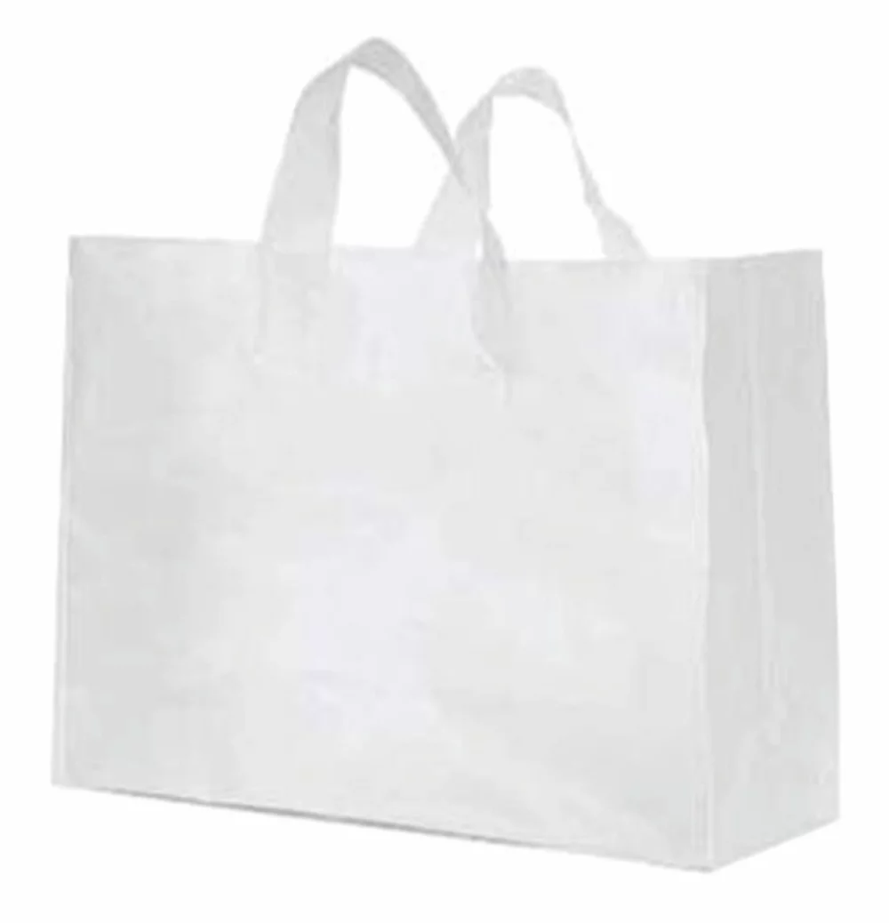 Natural Frosted Plastic Soft Loop Shopping Bag 2C1S (16"x6"x12.5")