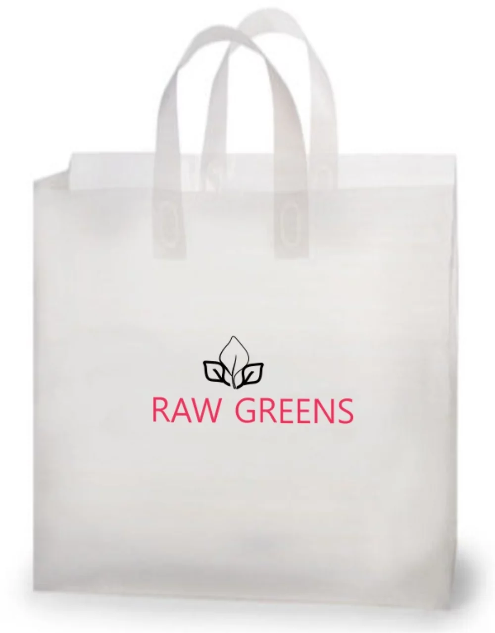 Natural Frosted Plastic Soft Loop Shopping Bag 2C1S (16"x6"x18")