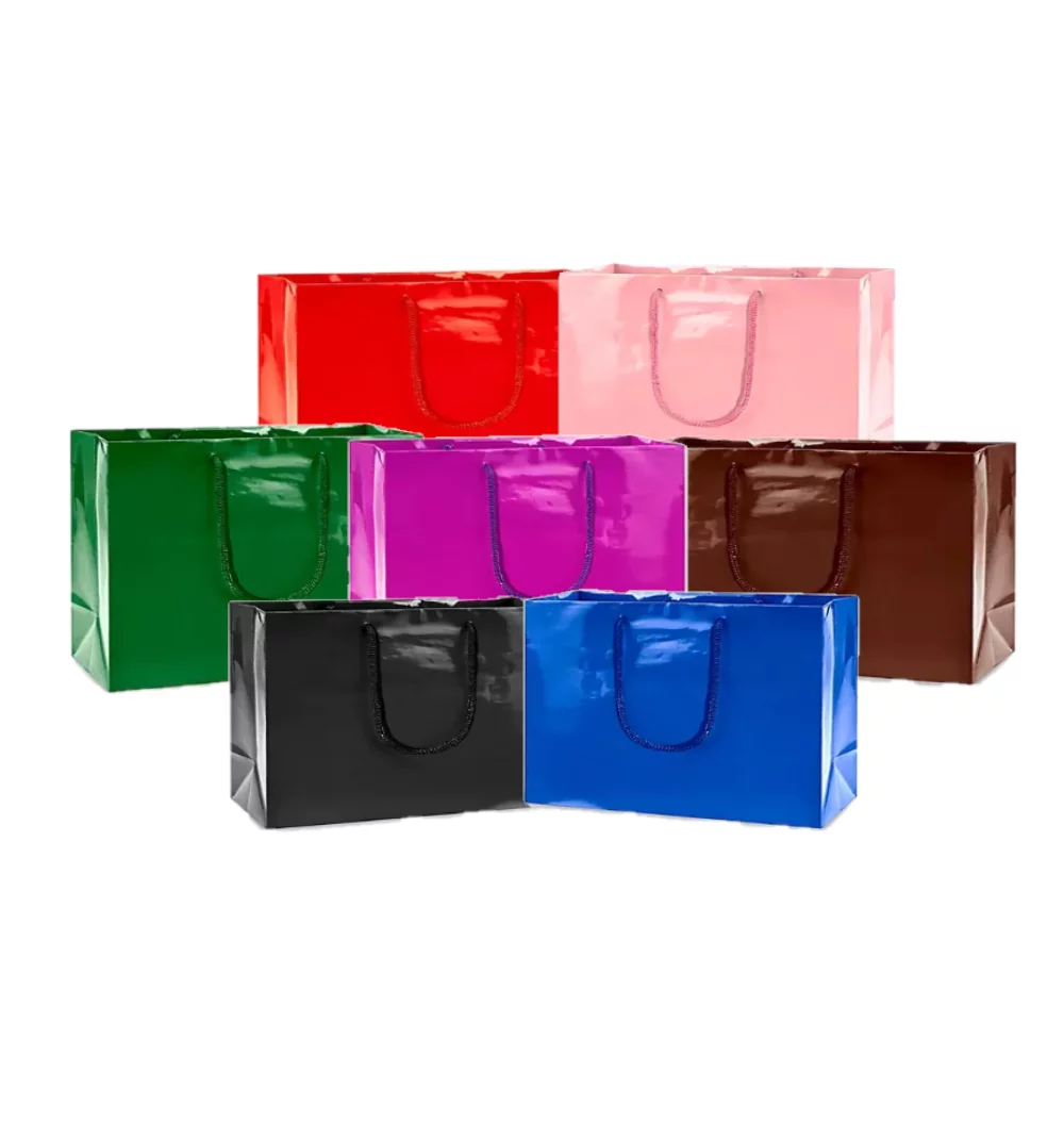 Laminated Gloss Colored Rope Handle Gift Bag (16"x6"x12")