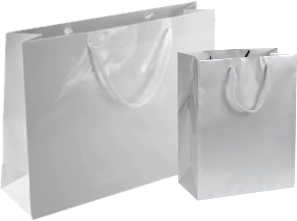 Laminated Gloss White Rope Handle Gift Bag (6.5"x3.5"x6.5")
