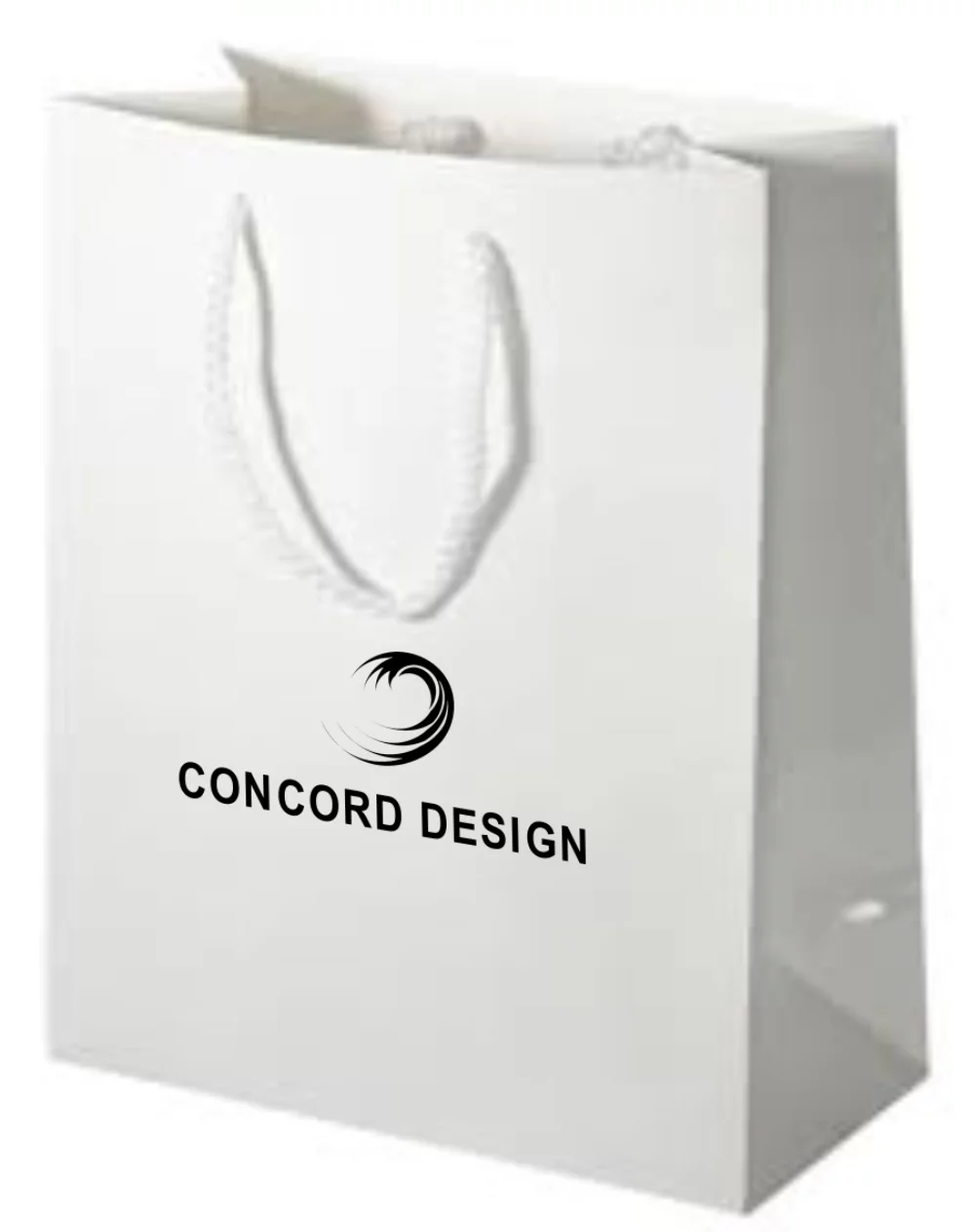 Laminated Gloss White Rope Handle Gift Bag (8"x4"x10")