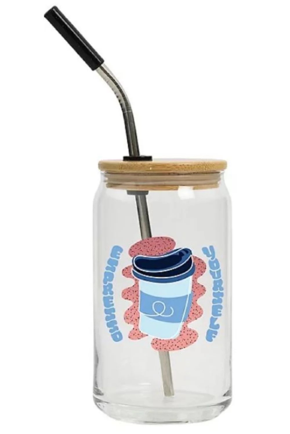 Verre canette 16 oz en couleur pleine avec couvercle et paille