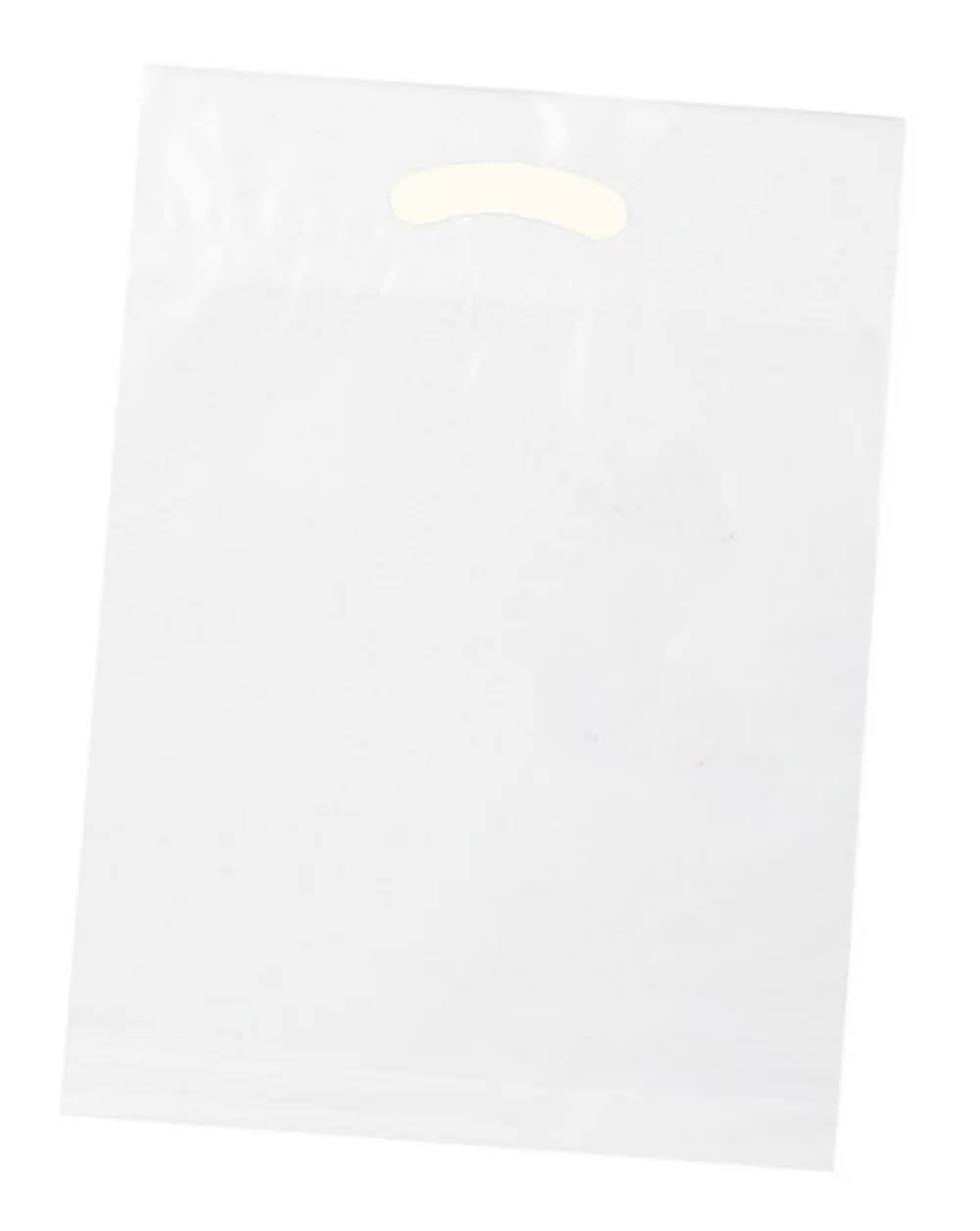 Sac à poignée découpée en non-tissé blanc avec rabat pliable 2C2S (11"x15"x3")