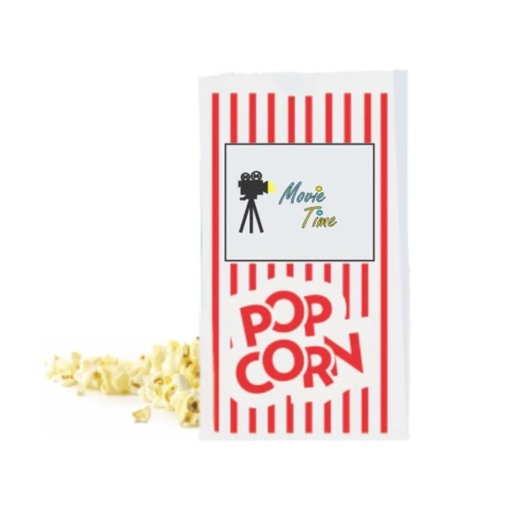 White Kraft Stock Design Popcorn Bag - Digital Printing (4.75"x2.8"x8.8")