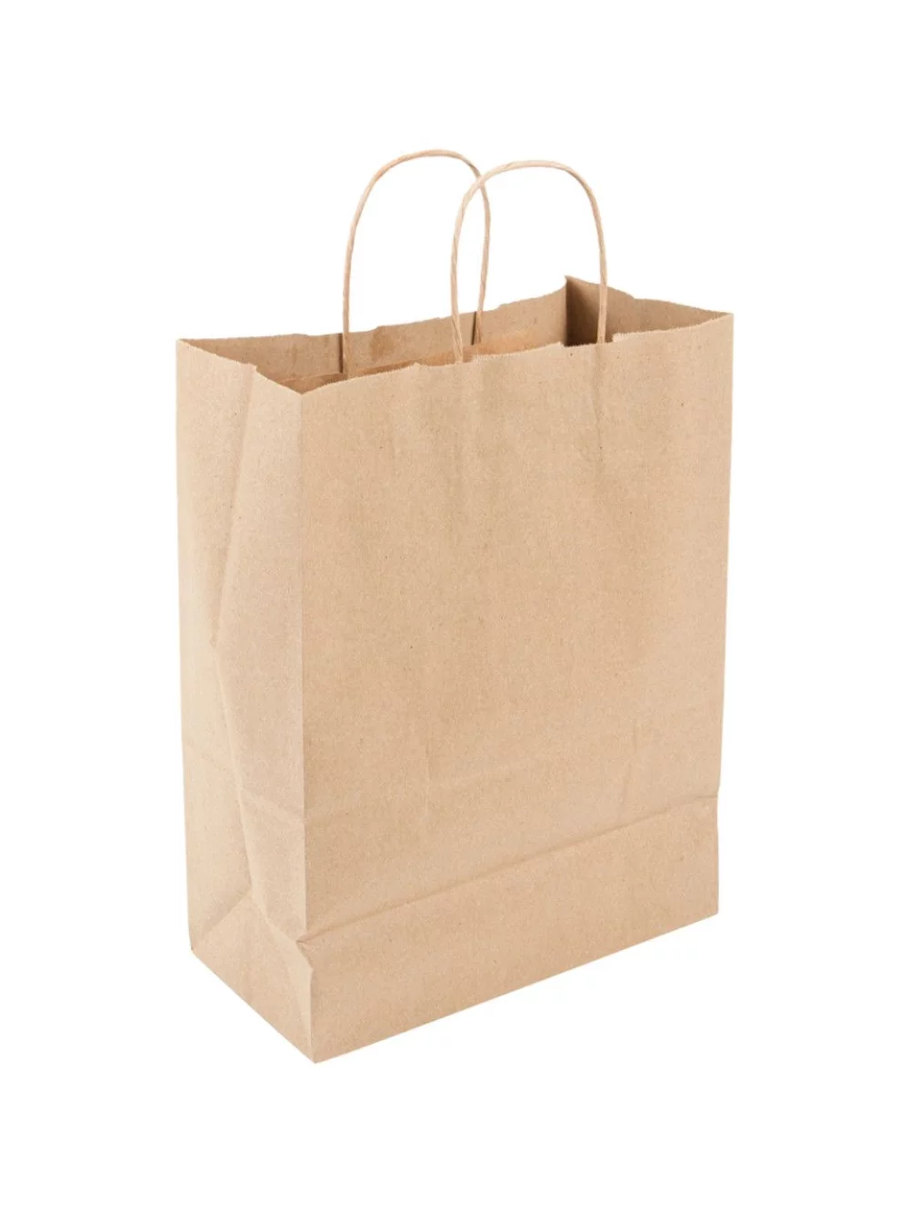 Sac de magasinage en papier kraft naturel recyclé - Impression numérique (10"x5"x13")