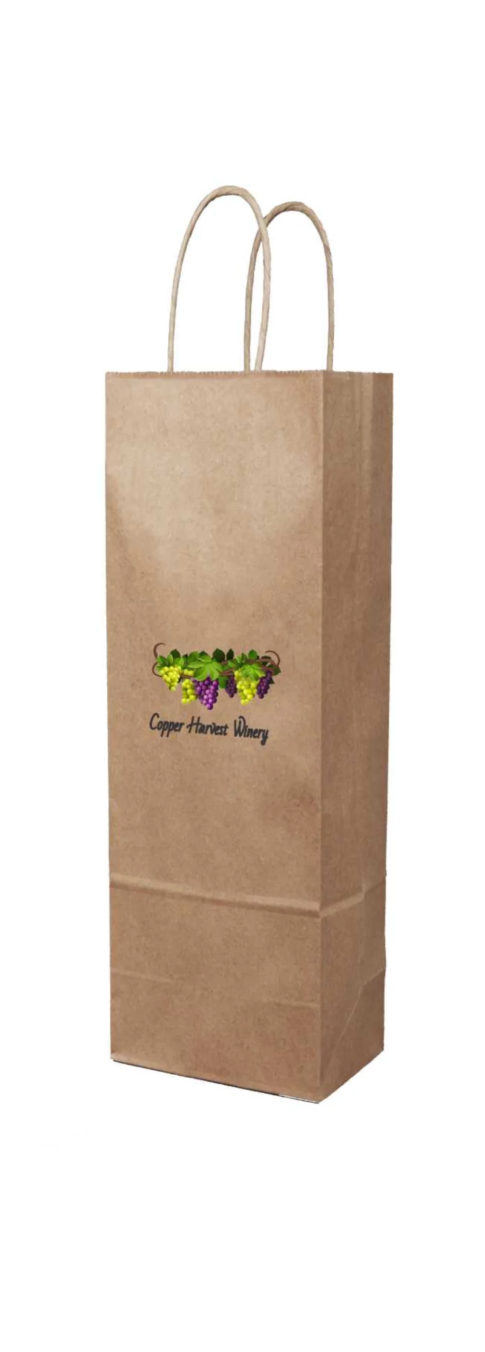 Recycled Natural Kraft Wine Paper Shopping Bag - Digital Print (5.9"x3.15"x13")
