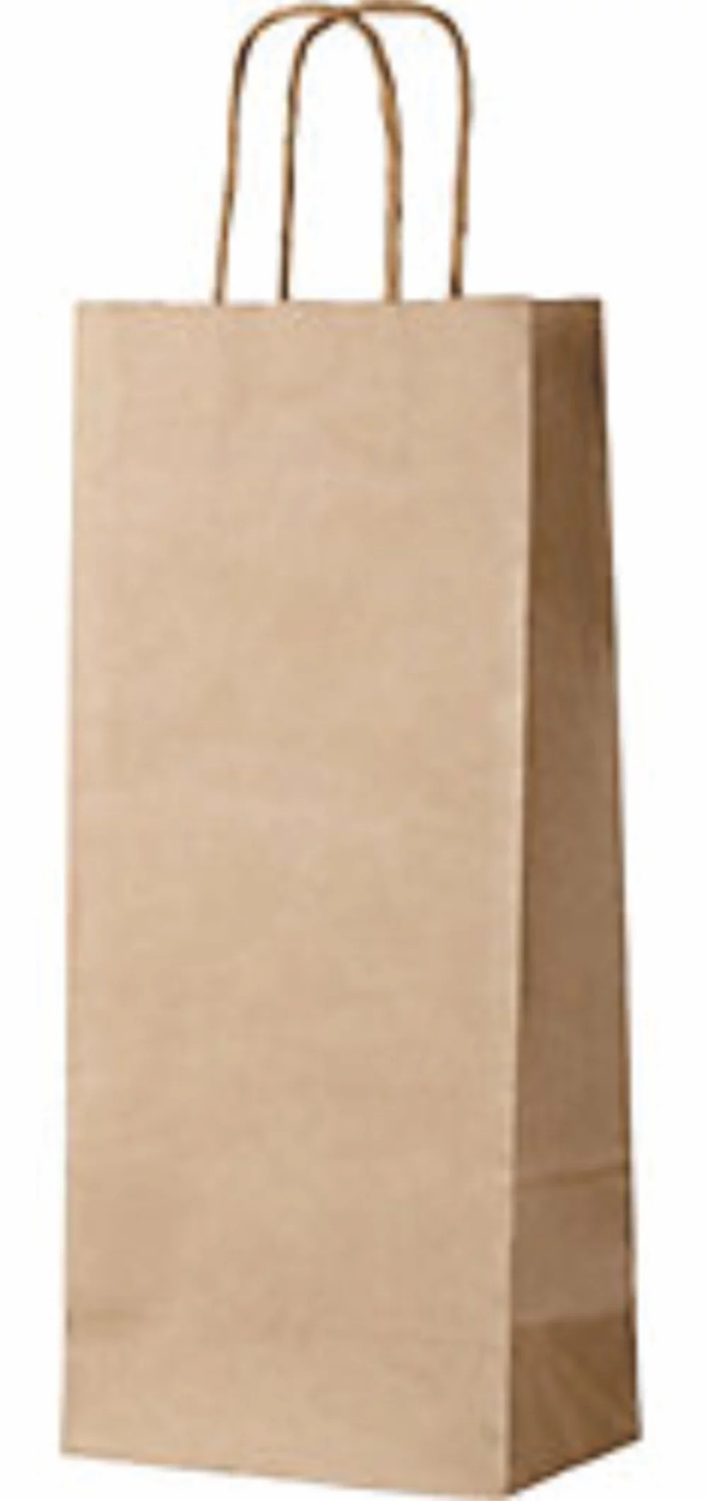 Sac de magasinage en papier kraft naturel recyclé pour vin - Impression numérique (5,9" x 3,15" x 13")