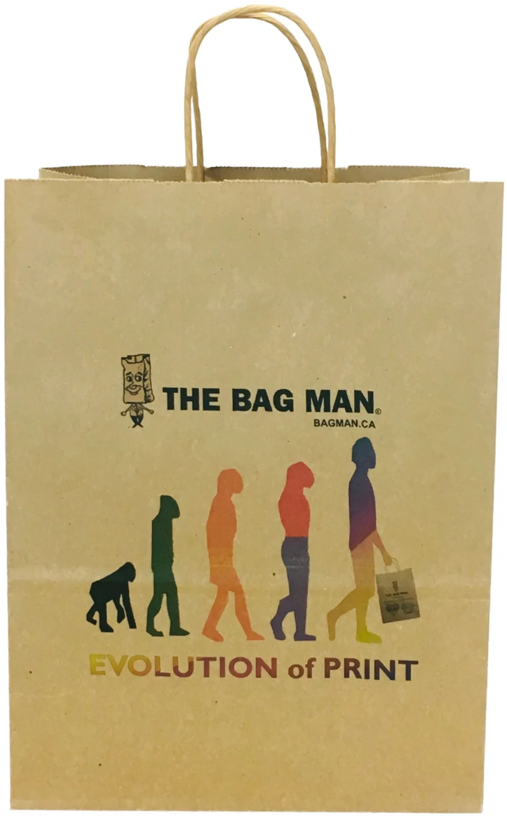 Recycled Natural Kraft Paper Shopping Bag - Digital Print (5.5"X3.5"X8")